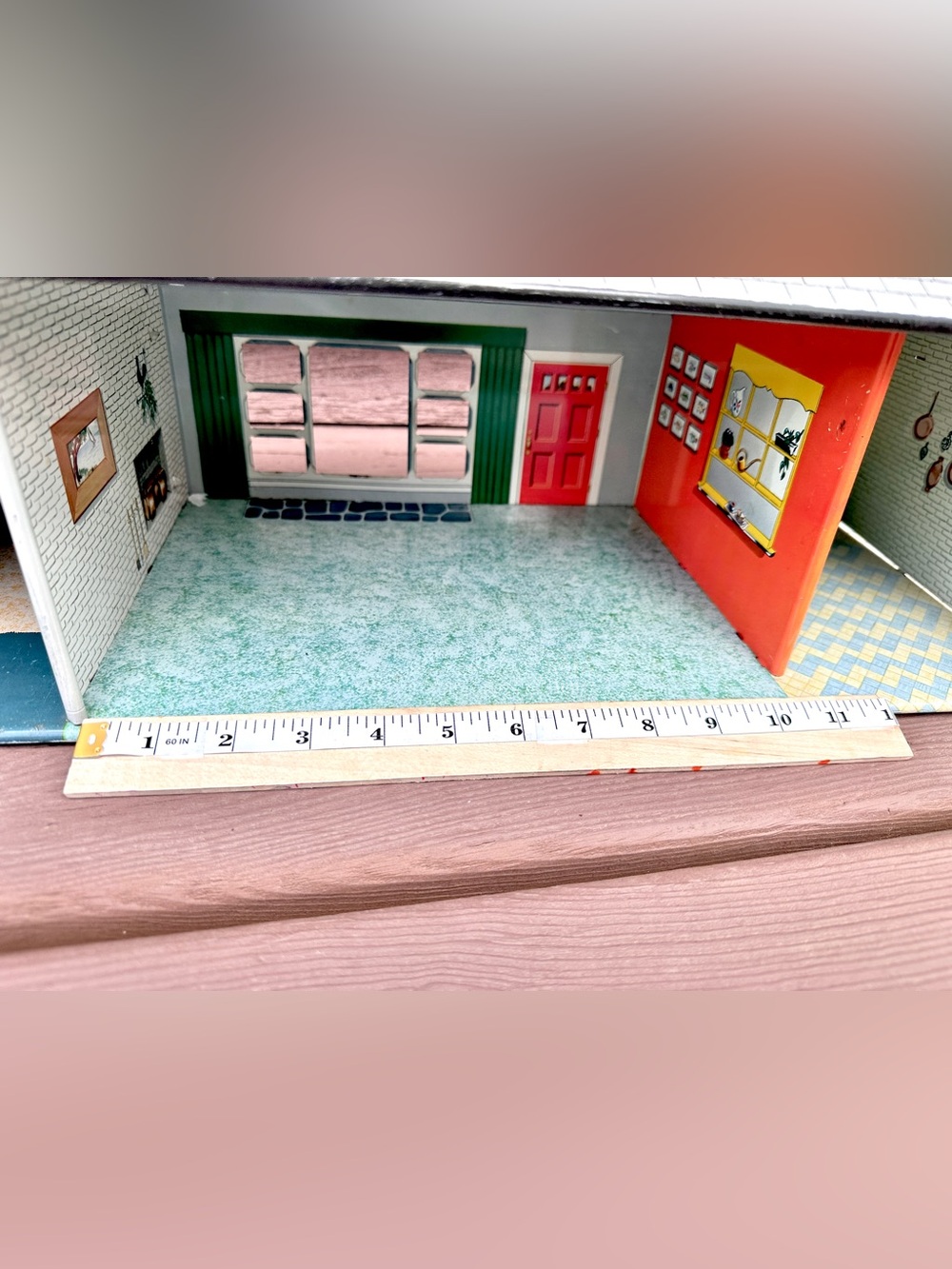 Mid-Century Modern Ranch & Patio Marx Tin Dollhouse by Marx Toys 50’s Tin Litho - Picture 11 of 12